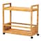 Bali & Pari Genet Modern Bohemian Natural Brown Rattan and Teak Wood 2-Tier Kitchen Cart 241-13430-ZORO - alternate 1